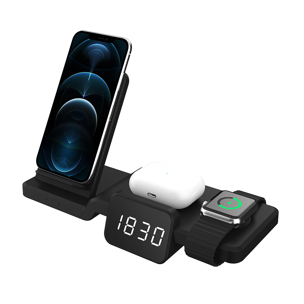 15W Wireless Charger for iPhone 12 11 Pro Max iWatch Airpods, Fast Charging Dock Station with Time Display 15W Wireless Charger for iPhone 12 11 Pro Max iWatch Airpods, Fast Charging Dock Station with Time Display